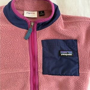 Patagonia Pink Toddler Fleece with Navy Accent